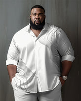 Men's Plus Size Walking Suit Casual Long Sleeve Shirt & Pants Set